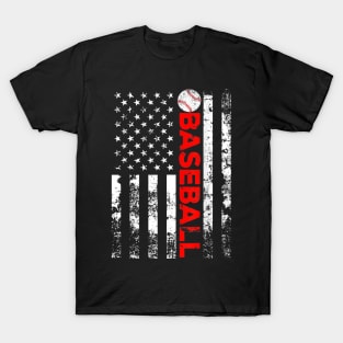 Baseball Lover American Flag T-Shirt